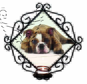 Bulldog Wrought Iron Wall Art Candle Holder