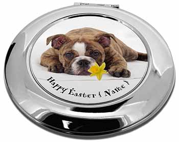 Personalised Bulldog Gift Make-Up Round Compact Mirror