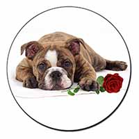 Bulldog with Red Rose Fridge Magnet Printed Full Colour