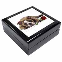 Bulldog with Red Rose Keepsake/Jewellery Box