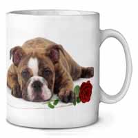 Bulldog with Red Rose Ceramic 10oz Coffee Mug/Tea Cup