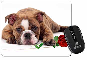 Bulldog with Red Rose Computer Mouse Mat