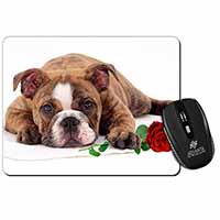 Bulldog with Red Rose Computer Mouse Mat