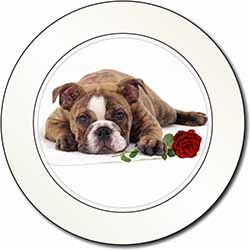 Bulldog with Red Rose Car or Van Permit Holder/Tax Disc Holder
