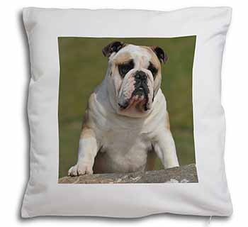 A Cute Bulldog Dog Soft White Velvet Feel Scatter Cushion