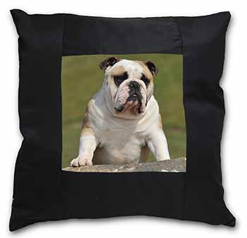 A Cute Bulldog Dog Black Satin Feel Scatter Cushion