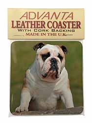 A Cute Bulldog Dog Single Leather Photo Coaster