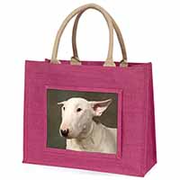 Bull Terrier Dog Large Pink Jute Shopping Bag