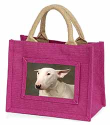 Bull Terrier Dog Little Girls Small Pink Jute Shopping Bag