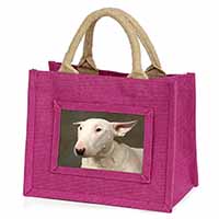 Bull Terrier Dog Little Girls Small Pink Jute Shopping Bag