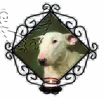Bull Terrier Dog Wrought Iron Wall Art Candle Holder
