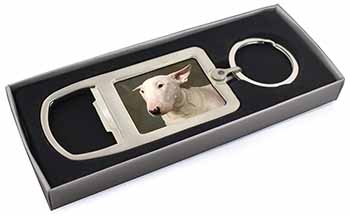 Bull Terrier Dog Chrome Metal Bottle Opener Keyring in Box