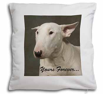 Bull Terrier Dog "Yours Forever" Soft White Velvet Feel Scatter Cushion