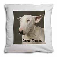 Bull Terrier Dog "Yours Forever" Soft White Velvet Feel Scatter Cushion