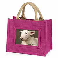 Bull Terrier Dog "Yours Forever" Little Girls Small Pink Jute Shopping Bag