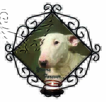 Bull Terrier Dog "Yours Forever" Wrought Iron Wall Art Candle Holder