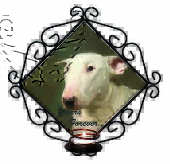Bull Terrier Dog "Yours Forever" Wrought Iron Wall Art Candle Holder