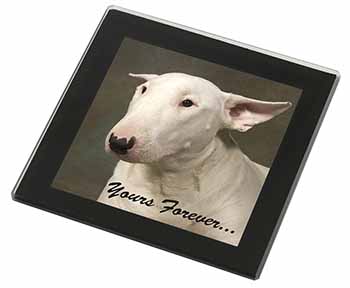 Bull Terrier Dog "Yours Forever" Black Rim High Quality Glass Coaster