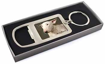 Bull Terrier Dog "Yours Forever" Chrome Metal Bottle Opener Keyring in Box