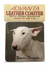 Bull Terrier Dog "Yours Forever" Single Leather Photo Coaster