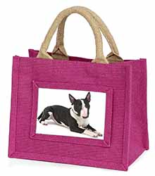 Bull Terrier Dog Little Girls Small Pink Jute Shopping Bag