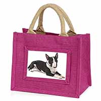 Bull Terrier Dog Little Girls Small Pink Jute Shopping Bag