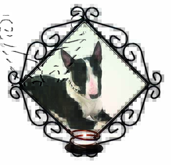 Bull Terrier Dog Wrought Iron Wall Art Candle Holder