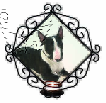 Bull Terrier Dog Wrought Iron Wall Art Candle Holder