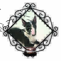 Bull Terrier Dog Wrought Iron Wall Art Candle Holder