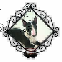 Bull Terrier Dog Wrought Iron Wall Art Candle Holder
