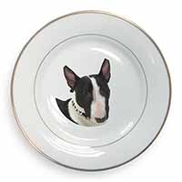 Bull Terrier Dog Gold Rim Plate Printed Full Colour in Gift Box