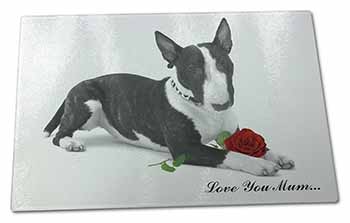 Large Glass Cutting Chopping Board Bull Terrier (B+W) 