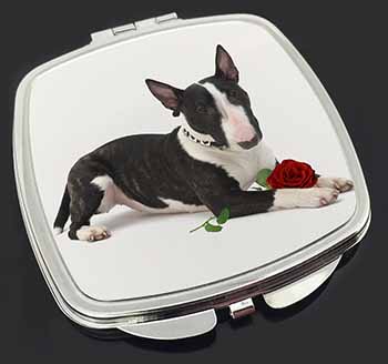 Bull Terrier Dog with Red Rose Make-Up Compact Mirror