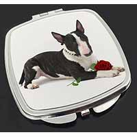 Bull Terrier Dog with Red Rose Make-Up Compact Mirror