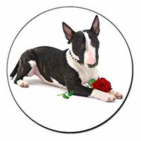 Bull Terrier Dog with Red Rose Fridge Magnet Printed Full Colour