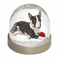 Bull Terrier Dog with Red Rose Snow Globe Photo Waterball