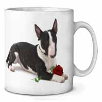 Bull Terrier Dog with Red Rose Ceramic 10oz Coffee Mug/Tea Cup