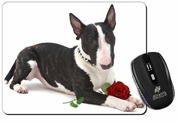 Bull Terrier Dog with Red Rose Computer Mouse Mat