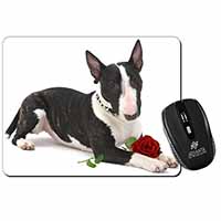 Bull Terrier Dog with Red Rose Computer Mouse Mat