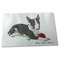 Large Glass Cutting Chopping Board Bull Terrier+Rose 