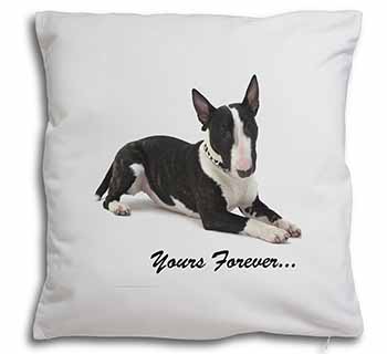 Brindle and White Bull Terrier "Yours Forever..." Soft White Velvet Feel Scatter