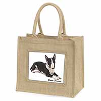 Brindle and White Bull Terrier "Yours Forever..." Natural/Beige Jute Large Shopp
