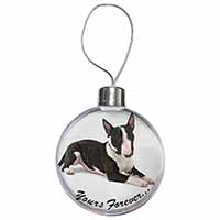 Brindle and White Bull Terrier "Yours Forever..." Christmas Bauble