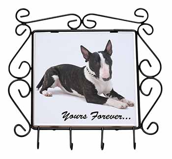 Brindle and White Bull Terrier "Yours Forever..." Wrought Iron Key Holder Hooks