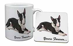Brindle and White Bull Terrier "Yours Forever..." Mug and Coaster Set