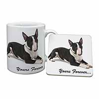 Brindle and White Bull Terrier "Yours Forever..." Mug and Coaster Set