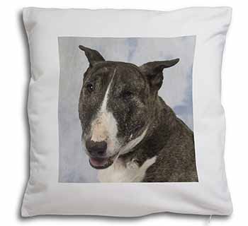 Brindle Bull Terrier Dog Soft White Velvet Feel Scatter Cushion