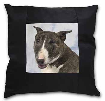 Brindle Bull Terrier Dog Black Satin Feel Scatter Cushion