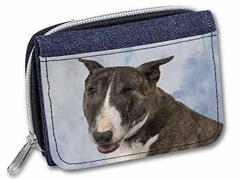 Brindle Bull Terrier Dog Unisex Denim Purse Wallet