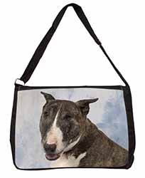 Brindle Bull Terrier Dog Large Black Laptop Shoulder Bag School/College